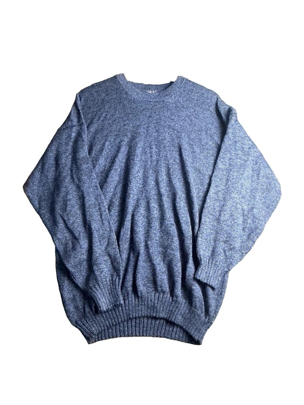 VTG Alpaca Sweater Men’s XL Navy Blue Made In Peru Crewneck Wool Knit 90s